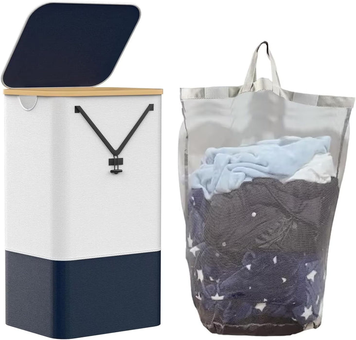 100L Laundry Hamper with Lid & Removable Bag